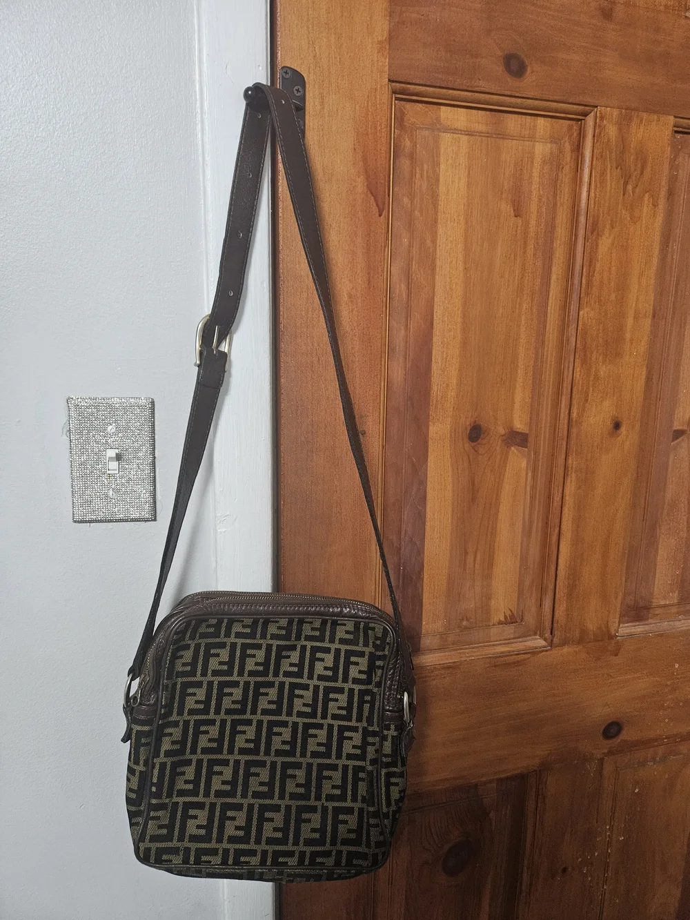 Fendi Brown Monogram Messenger Crossbody Bag